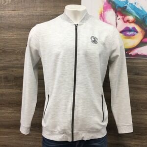 Matte‎ Grey Full Zip Jacket Pebble Beach Golf Links Logo Light Gray XL